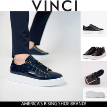 Load image into Gallery viewer, The Dublin Blue Leather Men Sneaker