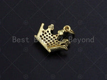 Load image into Gallery viewer, 18K Gold Multicolor Micro CZ Pave Crown Pendant, Gold Crown Charm,  Crown Beads, Jewelry Findings, 15x13mm,sku#LK39