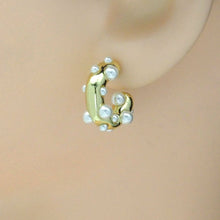 Load image into Gallery viewer, Gold Pearl Thick Stud Earrings, Sku#LX200