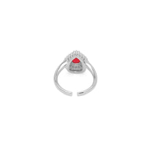 Load image into Gallery viewer, Red Teardrop CZ Silver Adjustable Ring, Sku#A160