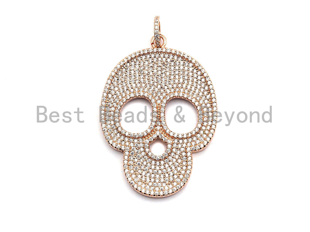 CZ Clear/Black Micro Pave Skull Pendant, CZ Pave Pendant, Go