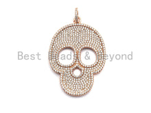 Load image into Gallery viewer, CZ Clear/Black Micro Pave Skull Pendant, CZ Pave Pendant, Go