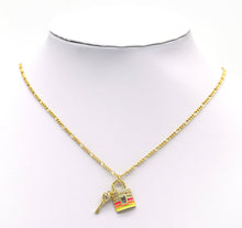 Load image into Gallery viewer, CZ Enamel Lock with Key Charm, Sku#LD282