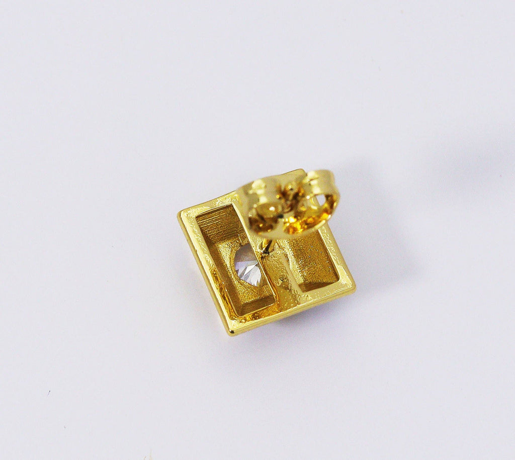 CZ Square Stud Earrings, Sku#B193