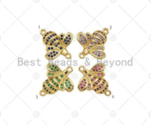 Load image into Gallery viewer, Colorful CZ Micro Pave 3D Bee Shape Connector, 18K Gold Charm, Necklace Bracelet Connector,17x19mm,Sku#LK318