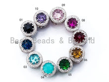 Load image into Gallery viewer, CZ Micro Pave Large Hole Spacer Beads,  Black/Red/Green/Purple/Cobalt Color Cubic Zirconia Spacer Beads,11*13mm, sku#G273