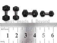 Load image into Gallery viewer, Black CZ Pave Dumbbell Micro Pave Beads, Cubic Zirconia Spacer Beads, Fitness Barbell Spacer, Men's Bracelet Charms, 6x16/7x17mm sku#G330