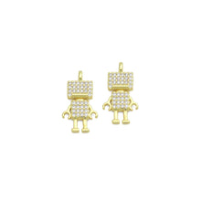 Load image into Gallery viewer, Clear CZ Gold Lego Robot Charm Pendant,Sku#LD728