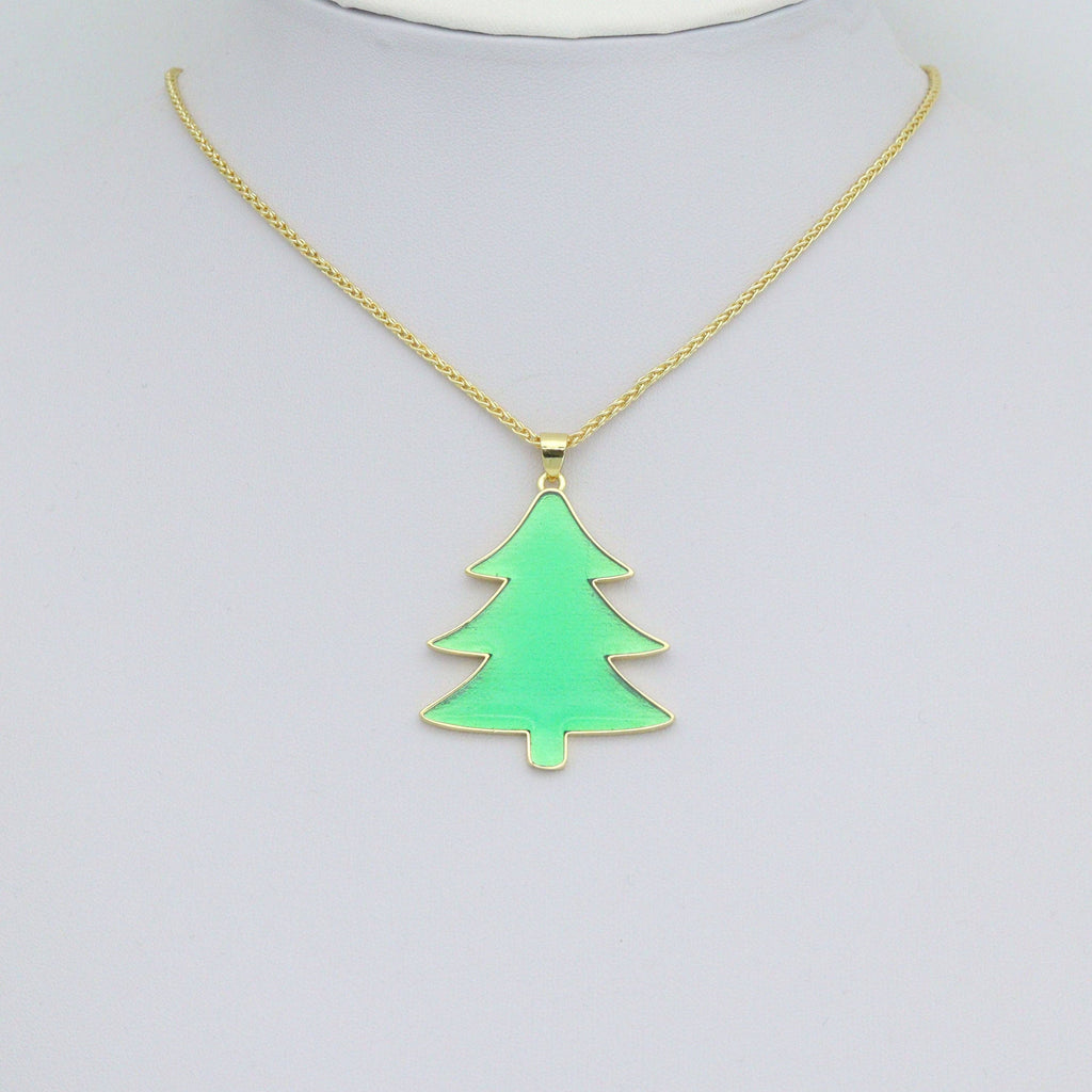 Green Enamel Gold Christmas cedar tree Charm Pendant,Sku#LK1207