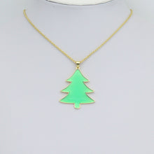 Load image into Gallery viewer, Green Enamel Gold Christmas cedar tree Charm Pendant,Sku#LK1207