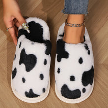 Load image into Gallery viewer, Cow Print Plush Slippers – Unisex Winter Slippers