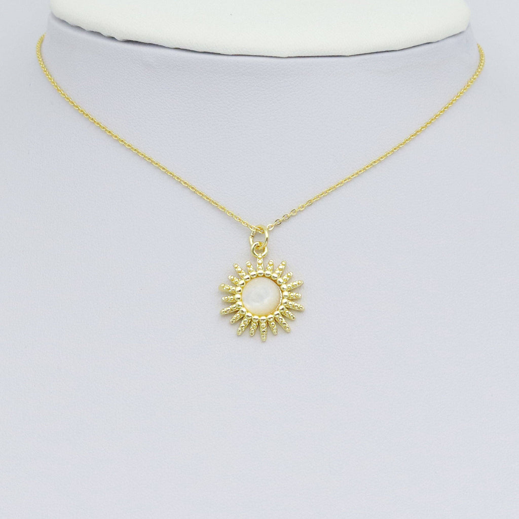 Opal Stone Sun Flower Shape Charm Pendant, Sku#LX751