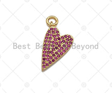 Load image into Gallery viewer, Colorful CZ Micro Pave Heart Shape Pendant/Charm, Fuchsia/Cobalt Cubic Zirconia Pendant/charm,9x16mm, sku#ML25
