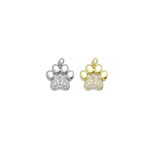 Load image into Gallery viewer, Gold Silver CZ Paw Print Charm, Sku#LK908