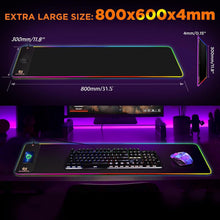 Load image into Gallery viewer, RGB Gaming Mouse Pad with 15W Qi Wireless Charging and Raised Charging Platform