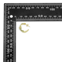 Load image into Gallery viewer, Silver Gold Hammered Hoop Earrings with Diamond, Sku#A469