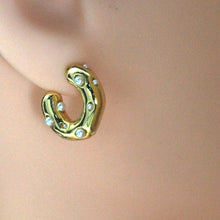Load image into Gallery viewer, Gold Pearl Thick Stud Earrings, Sku#LX200