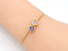 Load image into Gallery viewer, Colorful CZ Gold Heart Space Beads, Sku#LX139
