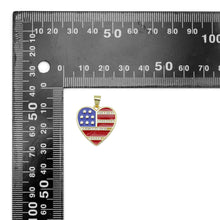 Load image into Gallery viewer, American Flag Color Enamel Gold Heart  Pendant, Sku#LK973
