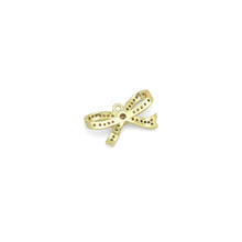 Load image into Gallery viewer, Clear CZ Gold Silver Bow Charm Pendant, Sku#A314