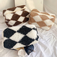 Load image into Gallery viewer, Plaid Plush Crossbody Bag | Large Capacity Makeup &amp; Storage Organizer | Korean Style