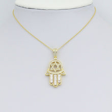 Load image into Gallery viewer, Clear CZ David Star On Hamsa Hand Shape Charm Pendant, Sku#LK1118