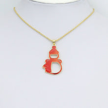 Load image into Gallery viewer, Red Enamel Christmas Snowman Charm Pendant,Sku#LK1211