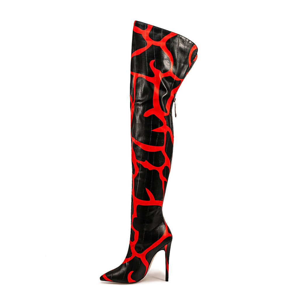 Women's Pointed-Toe Stiletto Over-the-Knee Boots | Back Zipper | Sizes 35–47