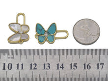 Load image into Gallery viewer, Gold CZ MOP/Turquoise Butterfly Charm, Sku#L697