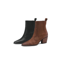Load image into Gallery viewer, Women's Retro Pointed-Toe Ankle Boots with Elastic Band and Chunky Heel