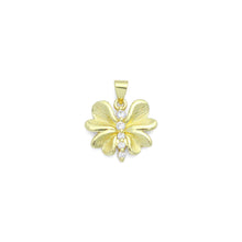 Load image into Gallery viewer, CZ Gold Petal Flower Dragonfly Charm Pendant, Sku#LK1190