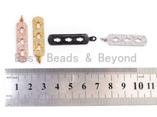 Load image into Gallery viewer, CZ Micro Pave Rectangle Pendant/Charm with 3 little Hollow Hamsa Hand, Cubic Zirconia Pave Bar Pendant, 8x34mm, sku#F203