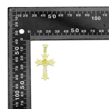 Load image into Gallery viewer, CZ Gold Flower On Cross Charm Pendant, Sku#LK1195