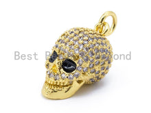 Load image into Gallery viewer, 3D CZ Micro Pave Black Eye Skull Charm, 18x9x12mm, Cubic Zirconia Charm Pendant,Men's Jewelry,1pc/2pcs sku#F109