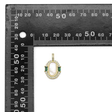 Load image into Gallery viewer, Green CZ Mother of Pearl Oval Charm, Sku#LX304