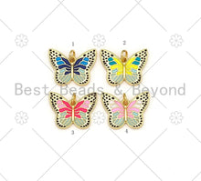 Load image into Gallery viewer, Colorful Enamel Butterfly Shape Pendant, 18K Gold Filled Butterfly Charm,Necklace Bracelet Charm Pendant,19x15mm,Sku#F1431