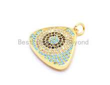 Load image into Gallery viewer, CZ Micro Pave Triangular Evil Eye Pendant/Charm, Cubic Zirconia Pendant, 22x23mm, sku#F15