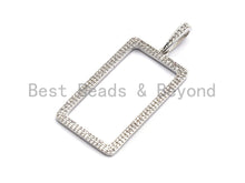 Load image into Gallery viewer, CZ Micro Pave Hollow Out Rectangle Pendant, CZ Pave Pendant, Gold/Rose Gold/Silver/Gunmetal, 22x40mm, Sku#F789