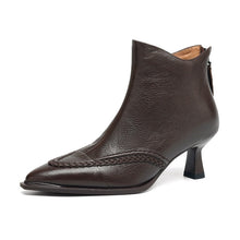 Load image into Gallery viewer, Women's Pointed Toe Stiletto Heels | Fleece-Lined Back Zipper Boots | Sheepskin Upper