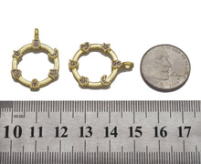 Load image into Gallery viewer, CZ Gold Heart Moon Star Flower On Round Ring Charm, Sku#LK766