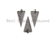 Load image into Gallery viewer, CZ Micro Pave Triangle Shape Pendant, Antique Silver Tone, Cubic Zirconia Pave Triangle Pendant, 18x35mm,sku#F1026
