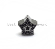 Load image into Gallery viewer, Black CZ Pave On Black Micro Pave Hollow Puffy Star Spacer Beads,sku#C96