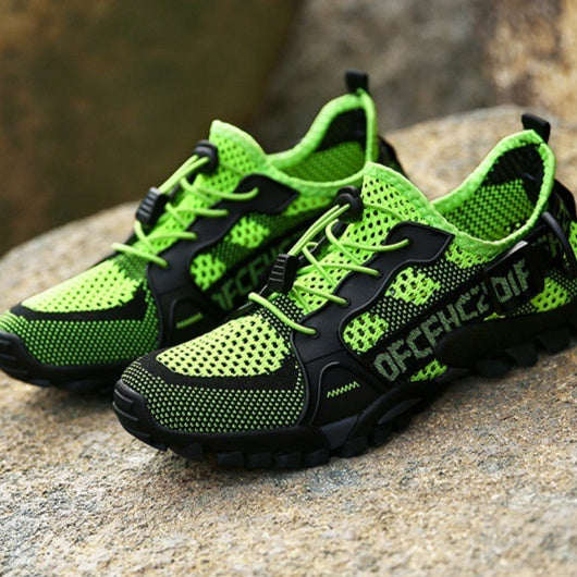 Men's Flyknit Hiking Shoes – Lightweight Non-Slip Outdoor Sneakers with Elastic Closure