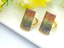 Load image into Gallery viewer, Multicolor CZ Rectangle Statment Ring,X62