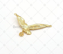 Load image into Gallery viewer, Gold Eagle with Big Clear CZ  Shape Pendant, 18K Gold Filled Eagle Charm, Necklace Bracelet Charm Pendant, 55x34mm, Sku#LK457