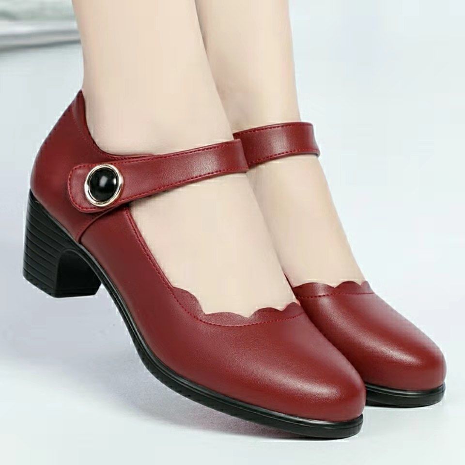 Chunky Heel Slip-On Shoes