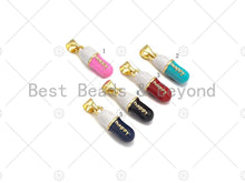 Load image into Gallery viewer, Enamel Colorful Pill Shape Pendant Charm,Happy Word Pink Turquoise Black Cobalt Red Enamel Jewelry,6x17mm,Sku#LK286