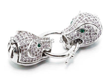 Load image into Gallery viewer, CZ Micro Pave Panther Leopard Head Box Insert Clasp,Cubic Zirconia Clasp,Leopard Head Connector, 12x40x12mm, sku#H103