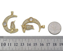 Load image into Gallery viewer, Gold CZ Bird On Cresent Moon Charm, Sku#JL127