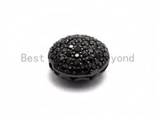 Load image into Gallery viewer, Black CZ Pave On Black Micro Pave Button Round Spacer Beads for Bracelet/Necklace, Spacer Beads, 11mm, sku#C98
